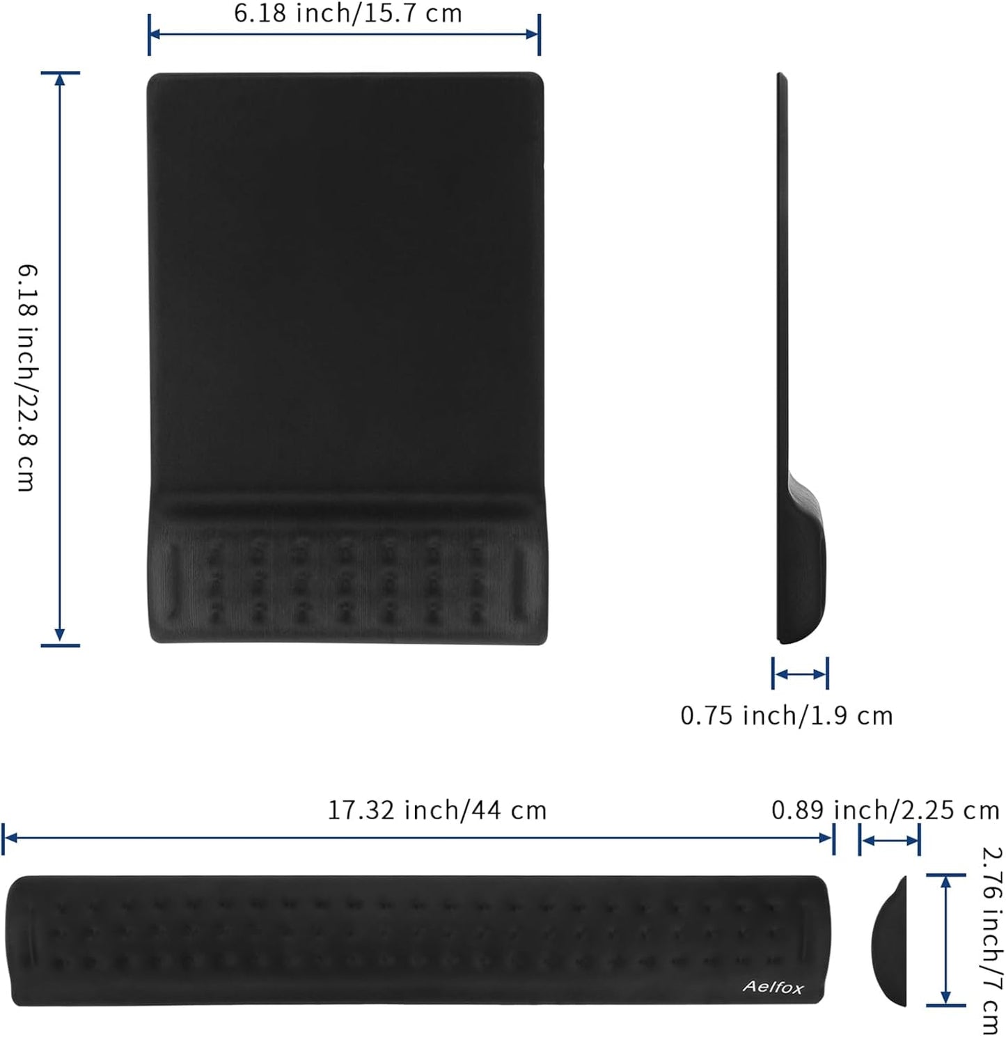 Keyboard Wrist Rest & Mouse Pad with Wrist Support Set, Memory Foam Ergonomic Wrist Pad for Computer Keyboard Laptop Wrist Rest, Arm Rest for Desk Accessories in Home Office School(Black)